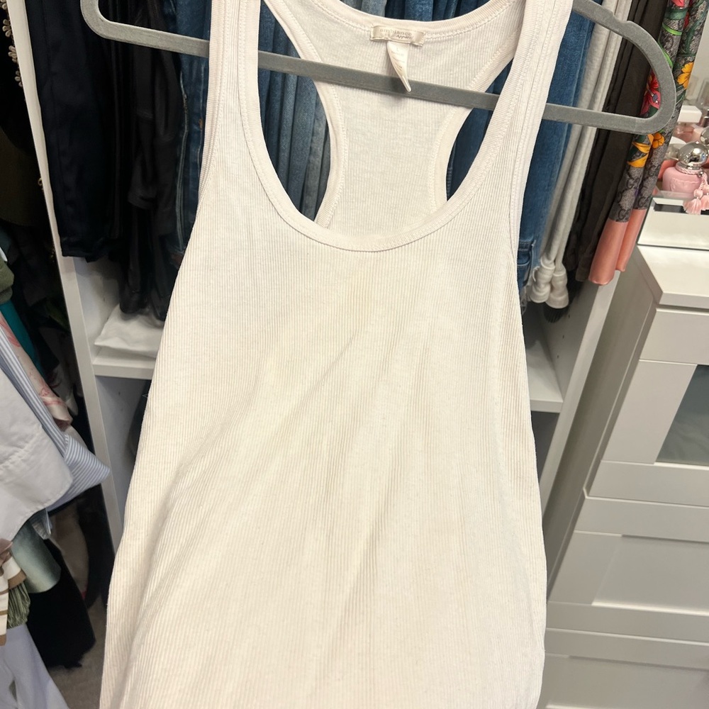 White Cotton Ribbed Racer Back Tank - Picture 2 of 3